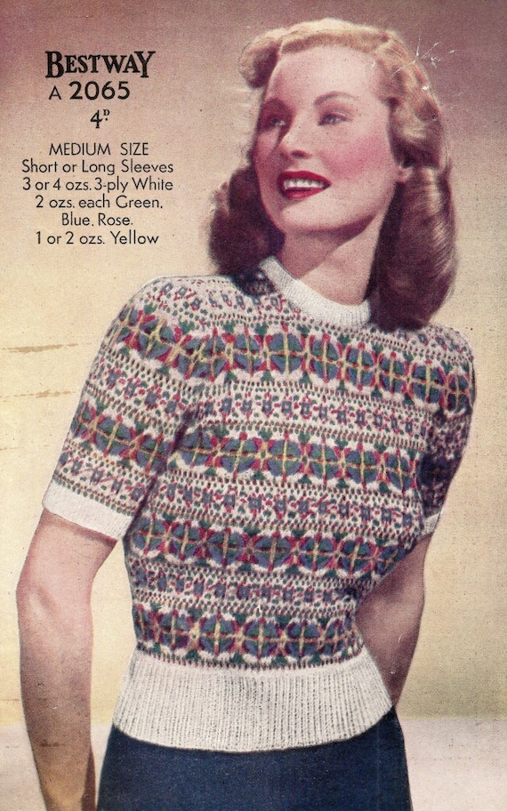 1940 Fair Isle Jumper Vintage Knitting Pattern 223