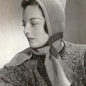 1938 Cute Knitted Hood Vintage Knitting Pattern 058