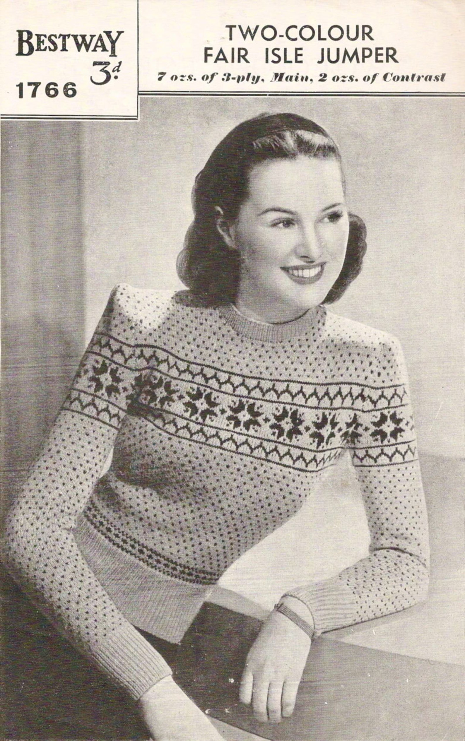 1940's Two Colour Fair Isle Jumper Vintage Knitting Etsy UK