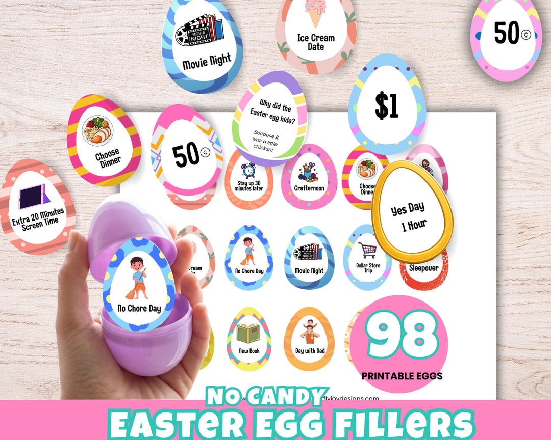 Printable Easter Egg Fillers for Kids, Easter Egg Hunt Tokens, Kids ...