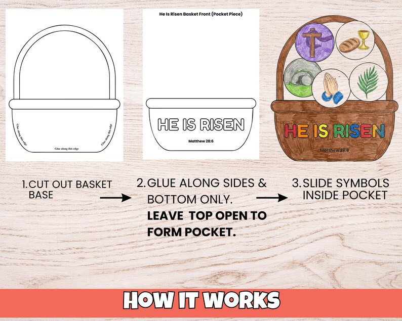 He is Risen Coloring Craft for Kids, Sunday School Cut and Paste Craft ...