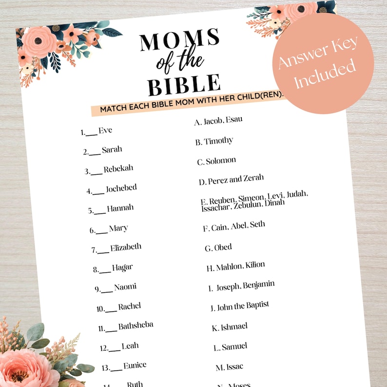Mother Day Bible Trivia Game, Moms of the Bible, Women's Ministry ...