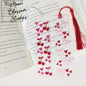 Coquette Acrylic Bookmark With Tassel, Book Lover Gift, Custom Bookmark
