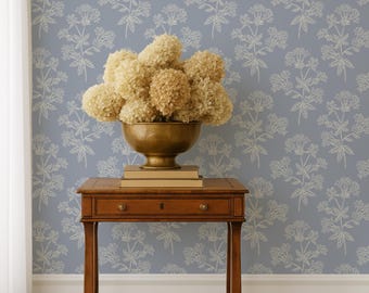 Blue and White Floral Wallpaper, Classic, Grandmillennial Decor, Bed/Bathroom, Laundry, Removable Peel & Stick or Pre-pasted, Modern