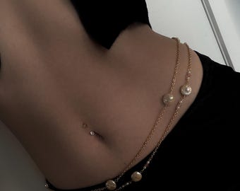 Freshwater Pearl Waist Chain | Belly Chain | Waist Belt | Cute | Gold | Beaded | Layered | Waist Beads | Belly Chain | 18k gold | Bikini |
