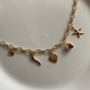 CHARM NECKLACE | chunky charm necklace | customizable  | multi charm necklace | waterproof | pomegrante | starfish | heart | chilli