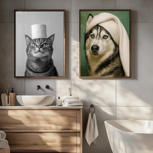 Custom Pet Portrait: Funny Dog Bathroom Art (Digital Download)