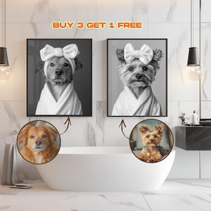 Custom Pet Portrait: Funny Dog Bathroom Art (Digital File)