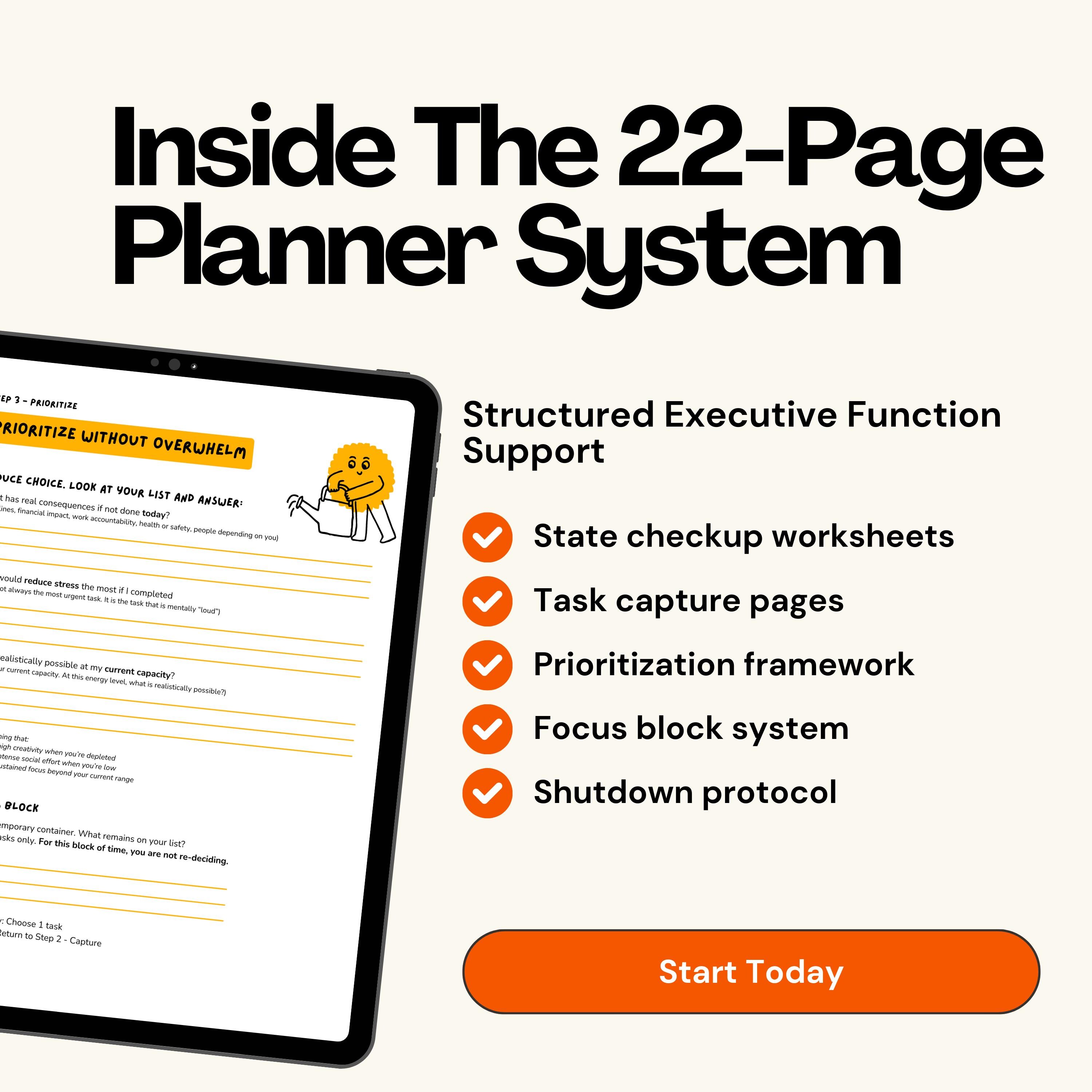 Executive Function Planner for ADHD & Autism | Dysfunction Workbook ...