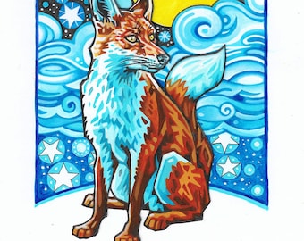 Moonlight Fox Greetings card