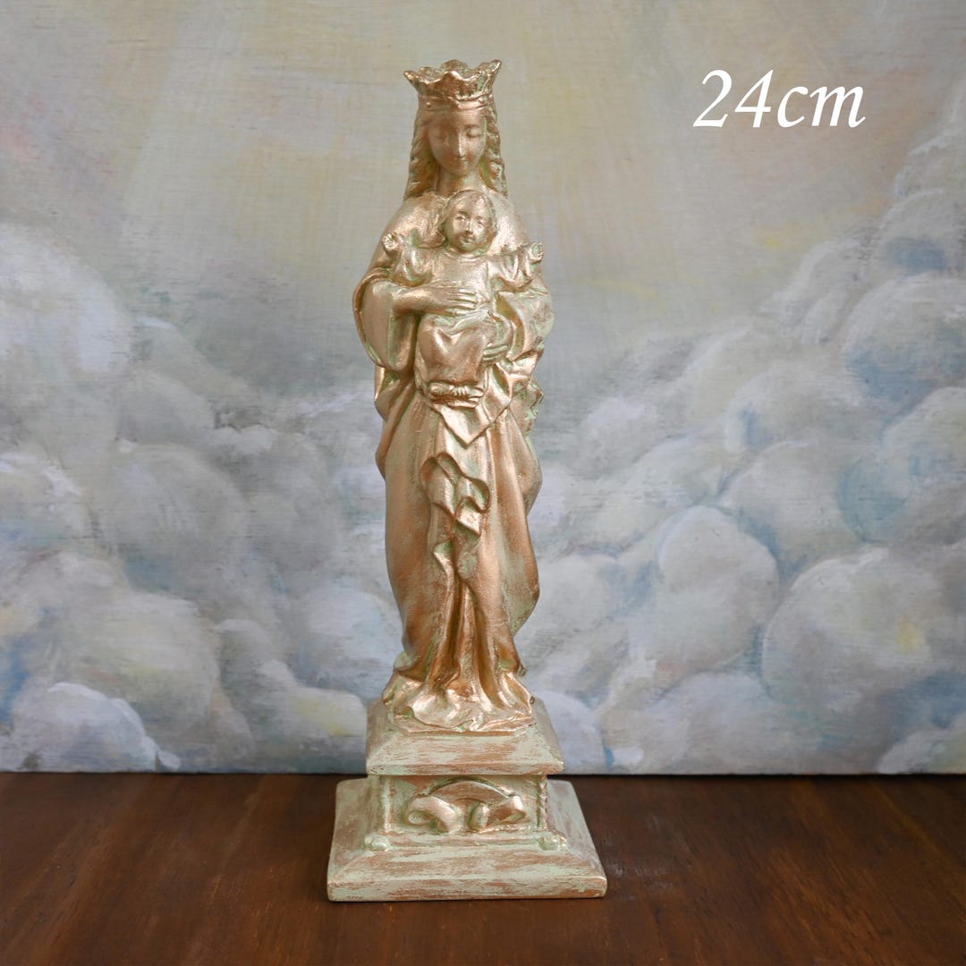 Statue of the Crowned Virgin Mary and Infant Jesus [24cm] - Made of ...