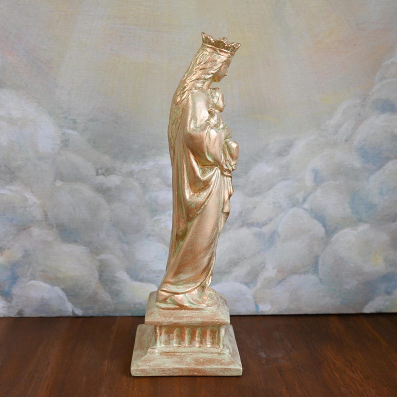 Statue of the Crowned Virgin Mary and Infant Jesus [24cm] - Made of ...