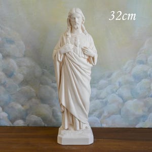 The Sacred Heart of Jesus [32cm] - Made of Plaster, full-length statue, ivory-colored