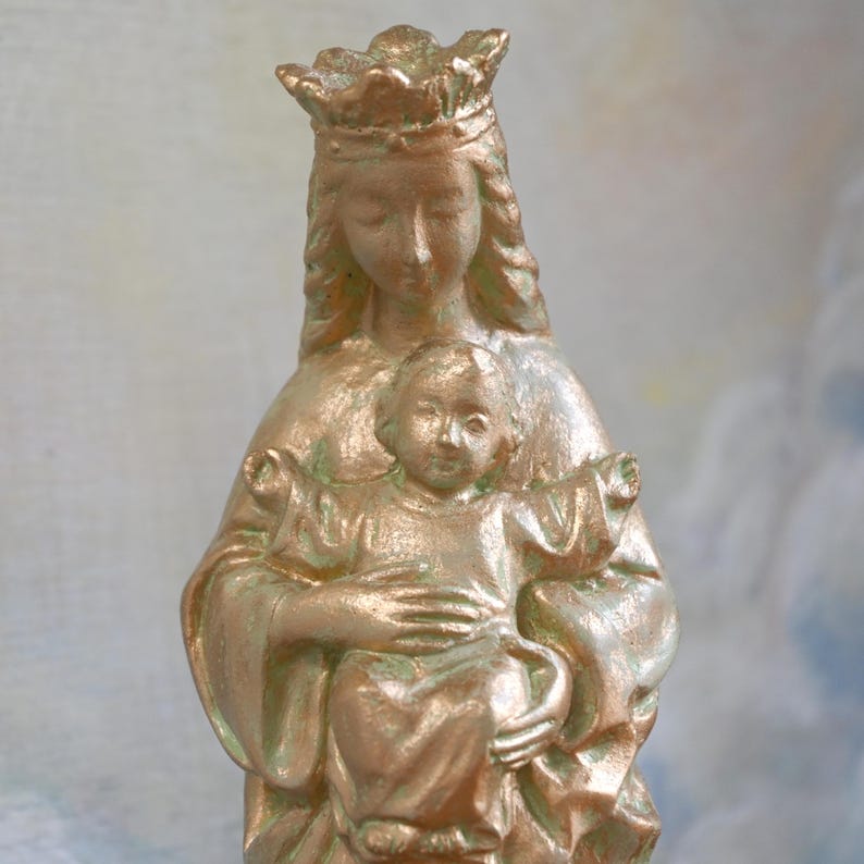 Statue of the Crowned Virgin Mary and Infant Jesus [24cm] - Made of ...