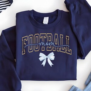 Football Mom Sweatshirt Football Mama Coquette Bow Football Mom Sweater Sport Mom Blue Bow Vintage Retro Mom Shirt Gift For Mother&#39;s Day