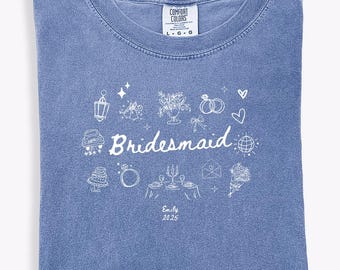 Personalized Bridesmaid Comfort Colors T-shirt Custom Bridesmaids Tshirt Gift For Maid of Honor Bachelorette Tee Shirt Wedding Day Proposal
