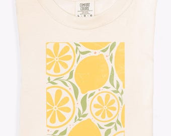 Boho Comfort Colors T-shirt Cute Lemons Shirts Fruity Tee Shirt Aesthetic Vintage Retro Graphic Tshirt Summer Vibes Italy Cool Gift For Her