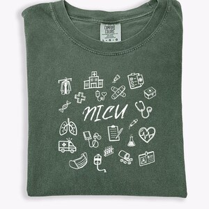 NICU Nurse Comfort Colors T-shirt Neonatal Intensive Care Unit Tee Cute Medical Doodle shirts rn Appreciation Gift For Registered Nurse