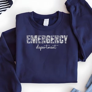 Lace Emergency Department Sweatshirt ER Crewneck Healthcare Sweater Lace Pattern Shirt Cute Sweatshirt Trendy Pullover Gift For Nurse