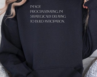 Procrastination Unisex Hoodie Lustige niedliche minimalistische Fun Style Kapuzen-Sweatshirt Gemütliche Streetwear Grafik für chillige und witzige Persönlichkeiten