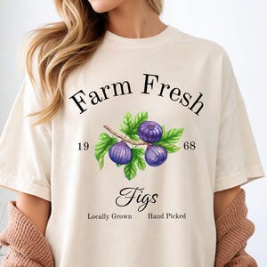 Vijgen comfort kleuren T-shirt schattig retro commercieel grafisch T-shirt vintage vijgen shirts cadeau voor liefhebbers van cottagecore fruit Summer Vibes boerderij
