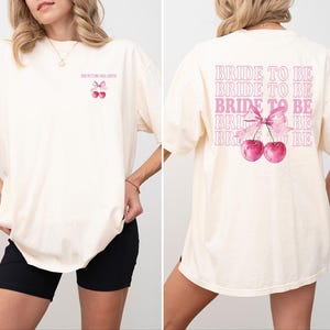 Bride To Be Comfort Colors T-shirt Future Mrs Tshirt Coquette Cherry Bow Bride Shirt Pink Bows Tee Gift For Bridal Shower Wedding Day Gifts