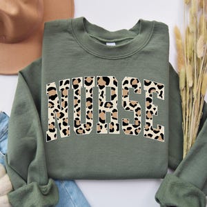 Leopard Nurse Sweatshirt Nurse Sweatshirt Leopard Print RN Sweatshirt Mom Life Shirt Nurse Appreciation Gift New Nurse Sweater Birthday Gift