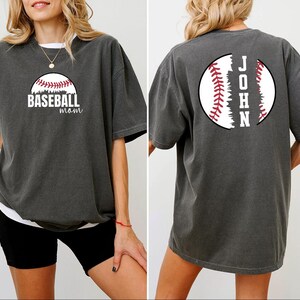 Comfort Colors Custom Baseball Mom Shirt Tee Shirt Personalized Name Mothers Day Gifts Baseball Gameday Tee Baseball Moms Shirts For Women