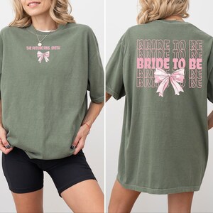 Bride To Be Comfort Colors T-shirt Coquette Bow Bride Shirt Pink Bows Tee Future Mrs Tshirt Gift For Bridal Shower Wedding Day Gifts Fiancé