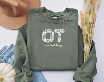 Lace Occupational Therapy Sweatshirt OT Crewneck Nurse Sweater Lace Pattern Shirt Cute Sweatshirt Trendy Pullover Gift For Therapists