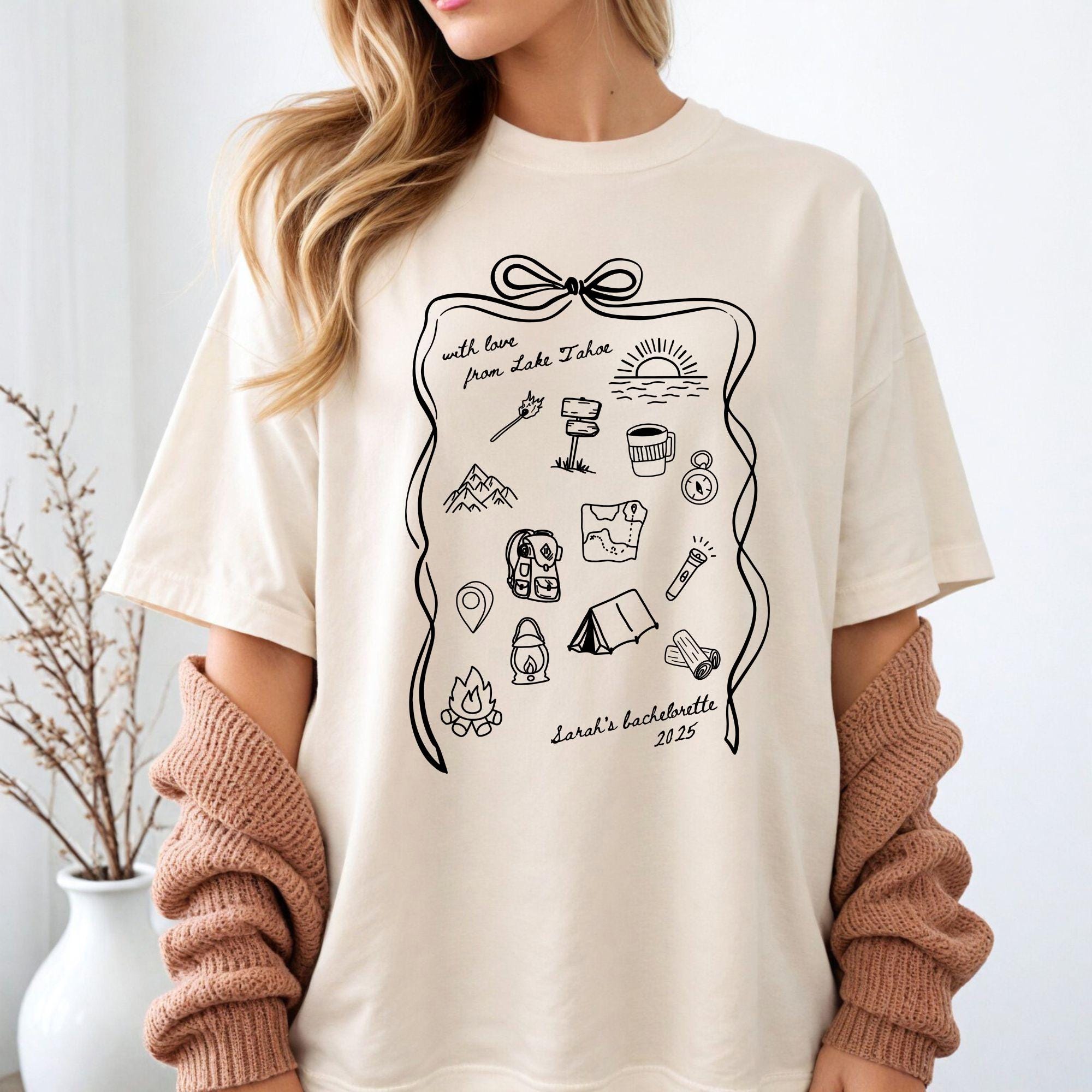 Maglietta personalizzata Comfort Colors per addio al nubilato a Lake Tahoe, camicie coordinate per l'addio al nubilato, regalo per la sposa, addio al nubilato personalizzato
