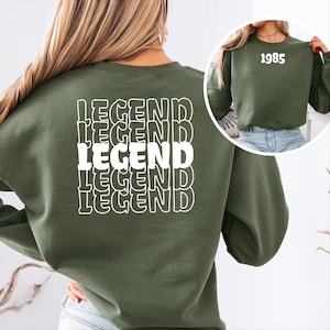 Bluza z nadrukiem Legend 1985 Bluza z nadrukiem 40. Urodziny Bluza z nadrukiem dla mężczyzn i kobiet Retro czterdziesty prezent urodzinowy 40 urodziny Zabawna koszulka z okrągłym dekoltem