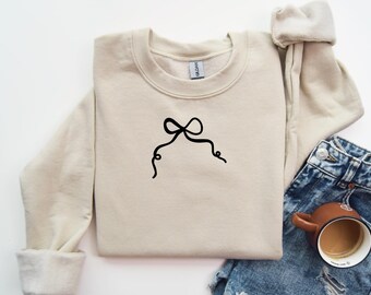 Coquette Bow Sweatshirt Minimalist and Cute Unisex Sweatshirt Crewneck Jumper Women's Pullover Trendy Sweater Gift For Her Birthday Girlie