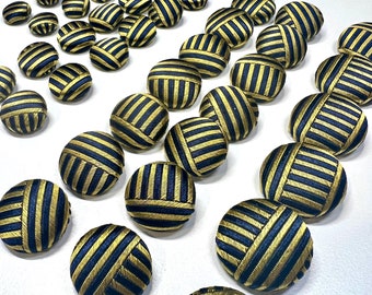 Botones de corbata de seda reciclados: Materiales de costura y manualidades con forro de tela geométrica azul marino y dorado