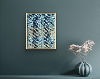 Arte textil de seda de septiembre: arte mural de fibra tejida a mano, decoración para el hogar del Reino Unido que absorbe el sonido.