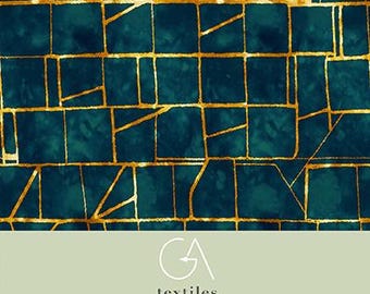 Azulejo con estampado digital no exclusivo, diseño abstracto moderno sin costuras pintado y dibujado a mano, con repetición en bloques.