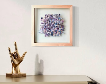 Cuadro de arte textil de seda tejida a mano enmarcado – Tapiz de pared de fibra sostenible reciclada