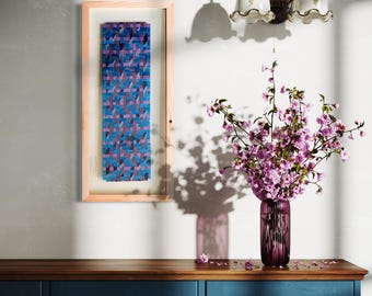 Azul púrpura – Arte textil de seda tejido a mano y sostenible enmarcado