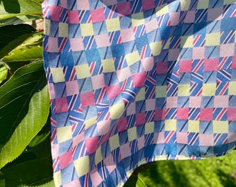 Bufanda de sarga 100% seda, diseño abstracto tejido, accesorio para el cabello de cuello cuadrado pequeño