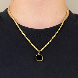 18K Gold Black Onyx Stone Pendant Charm, Mens Necklace, Mens Lapis Lazuli Pendant, Mens Jewellery, Stone Pendant Charm, Mens Gold Necklace