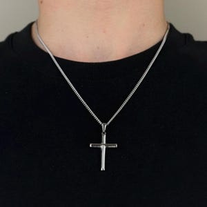 Silver Crucifix Cross Pendant Charm, Mens Necklace, Mens Cross Pendant, Mens Jewellery, Crucifix Pendant Charm,Mens Stainless Steel Necklace