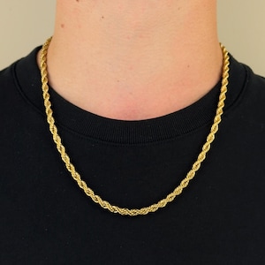 Mens 18K Gold Chain, Gold Rope 5mm Chain, Gold Rope Chain Necklace For Men, Gold Chain For Men, Gold Chain, Mens Jewellery