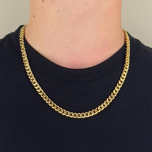 Mens 18K Gold Chain, Gold Cuban 7mm Chain, Gold Cuban Chain Necklace For Men, Gold Chain For Men, Gold Chain, Mens Jewellery