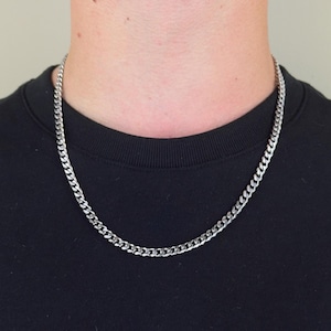 Mens Silver Chain, Silver Cuban 5mm Chain, Silver Cuban Chain Necklace For Men, Stainless Steel Chain For Men, Silver Chain, Mens Jewellery