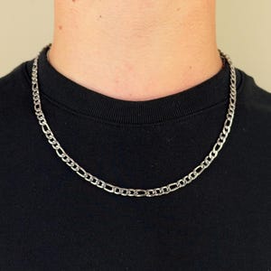 Mens Silver Chain, Silver Figaro 5mm Chain, Silver Figaro Chain Necklace For Men, Stainless Steel Chain For Men, Silver Chain,Mens Jewellery