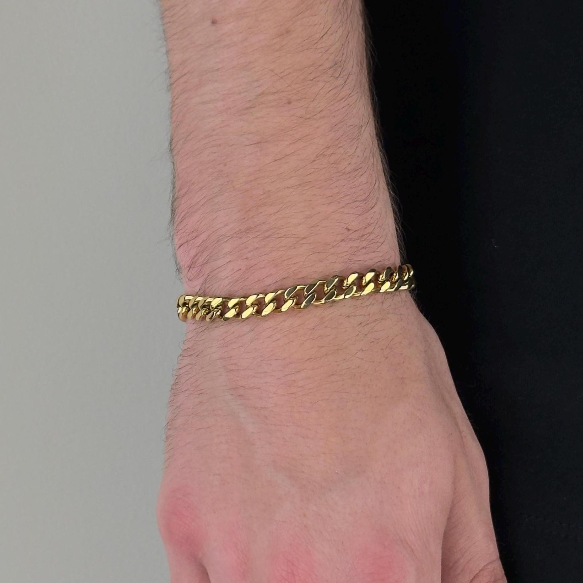 Mens Gold Bracelet, 18K Gold Chain Bracelet, Gold Cuban Bracelet Mens, Cuban Link 7mm, Man Bracelet, Stainless Steel Bracelet, Bracelet Him