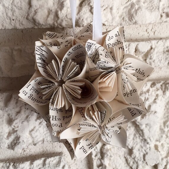 Winnie The Pooh Book Small Paper Flower Pomander Ornament Etsy