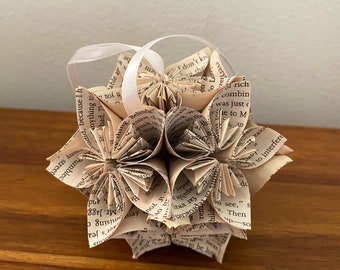 Great Expectations Book Small Paper Flower Pomander Ornament - First Paper Anniversary, Teacher Appreciation Gift, Christmas Exchange