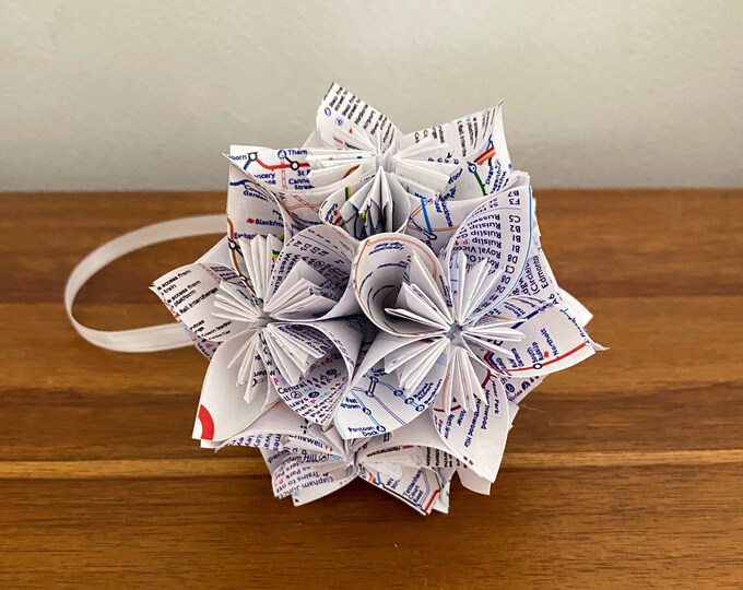 Paper Tube Map London Underground Tube Map Small Paper Flower Pomander Ornament - Etsy ...