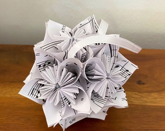 Carol of the Bells Christmas Sheet Music Small Paper Flower Pomander Ornament